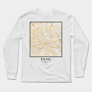 BASEL SWITZERLAND CITY STREET MAP ART Long Sleeve T-Shirt